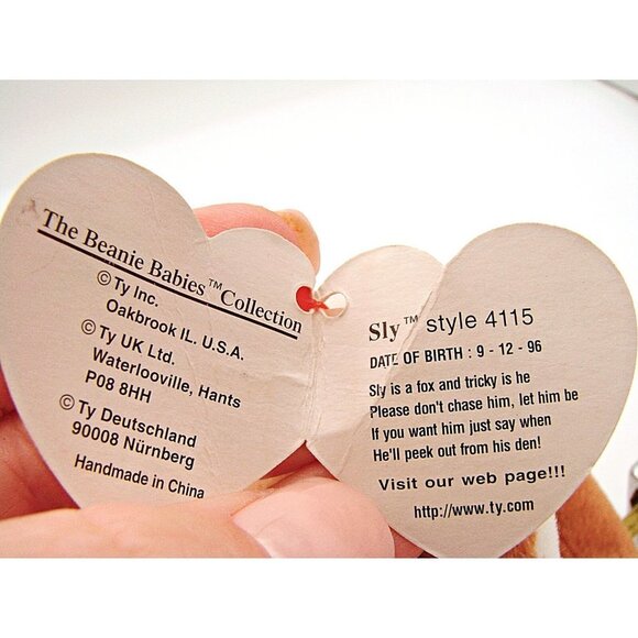 Vintage 1996 TY Beanie Babies Sly The Red Fox with Tags 9" Security Toy Kid Baby - Picture 8 of 10